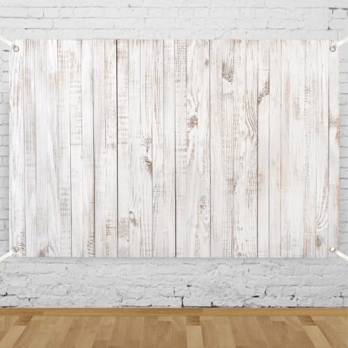 Mayormyth Rustic Wood Backdrop 8x6 FT Vintage White Wooden Floor