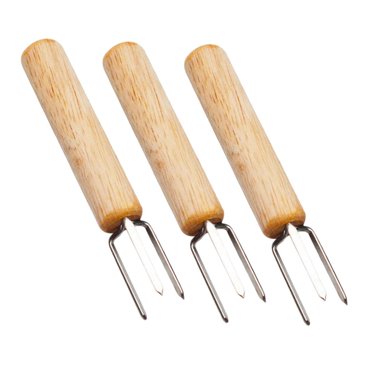 BESPORTBLE 3pcs Stainless Steel Corn Forks Bbq Tools for Easy Grilling and Fruit Kitchen Accessories for Home and Restaurant Use