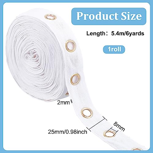 BENECREAT 6 Yards/5.5m 25mm White Cotton Grommet Eyelet Twill Tape Trim - Image 2