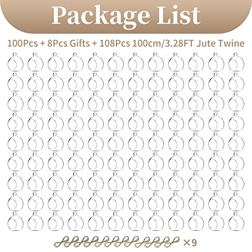 Sziqiqi Hanging Glass Globes Orbs Tea Light Candle Holders Fillable With Trinkets For Wedding Ornaments, Wedding Birthday Christmas Party Centerpiece Accessory 2.36Inch 100Pcs +8 Extra #TOP7