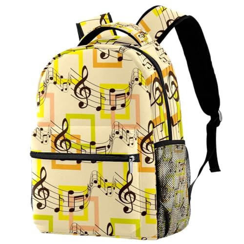 Sac à dos d'école notes de musique multicolore pour adolescents et étudiants 29x20x40cm