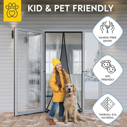 Image of AUGO Magnetic Thermal Insulated Door Curtain - Transparent EVA Door Cover for Winter- Keeps Warm Air in and Cold Air Out - Home Winterizing Products - Patent Pending Keep Open Feature - 38 x 83 Inch