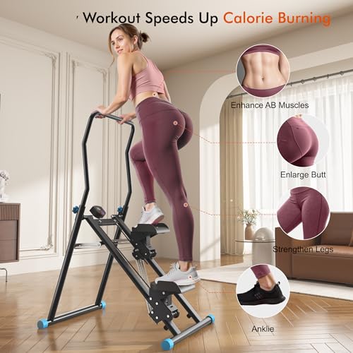 Image of MOMODA Stair Stepper Resistance Adjustable Folding Vertical Climber Machine for Home Gym Full-Body Workout