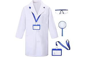 4Pcs Doctor Scientist Lab Costume for Kids Role Play, 2-12 Years
