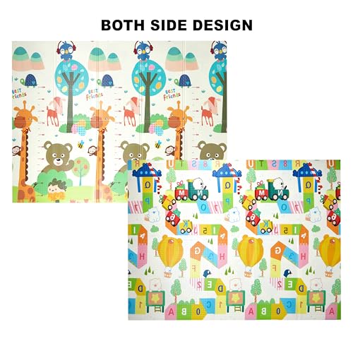 Tarkan Extra Large Reversible Baby Play Mat, BPA Free Learning & Crawling Foldable Foam Mat (6.5x5 ft, 0.6cm Thickness) Alphanumeric-Giraffe (Image - 2)