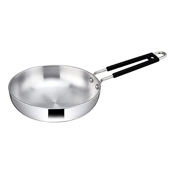 IMPHI Aluminium Fry Pan for Cooking | with Hnadle | Small Size | Big Size | Silver Color | 1 pc (Aluminium Fry pan 14 * 6.75 * 2)