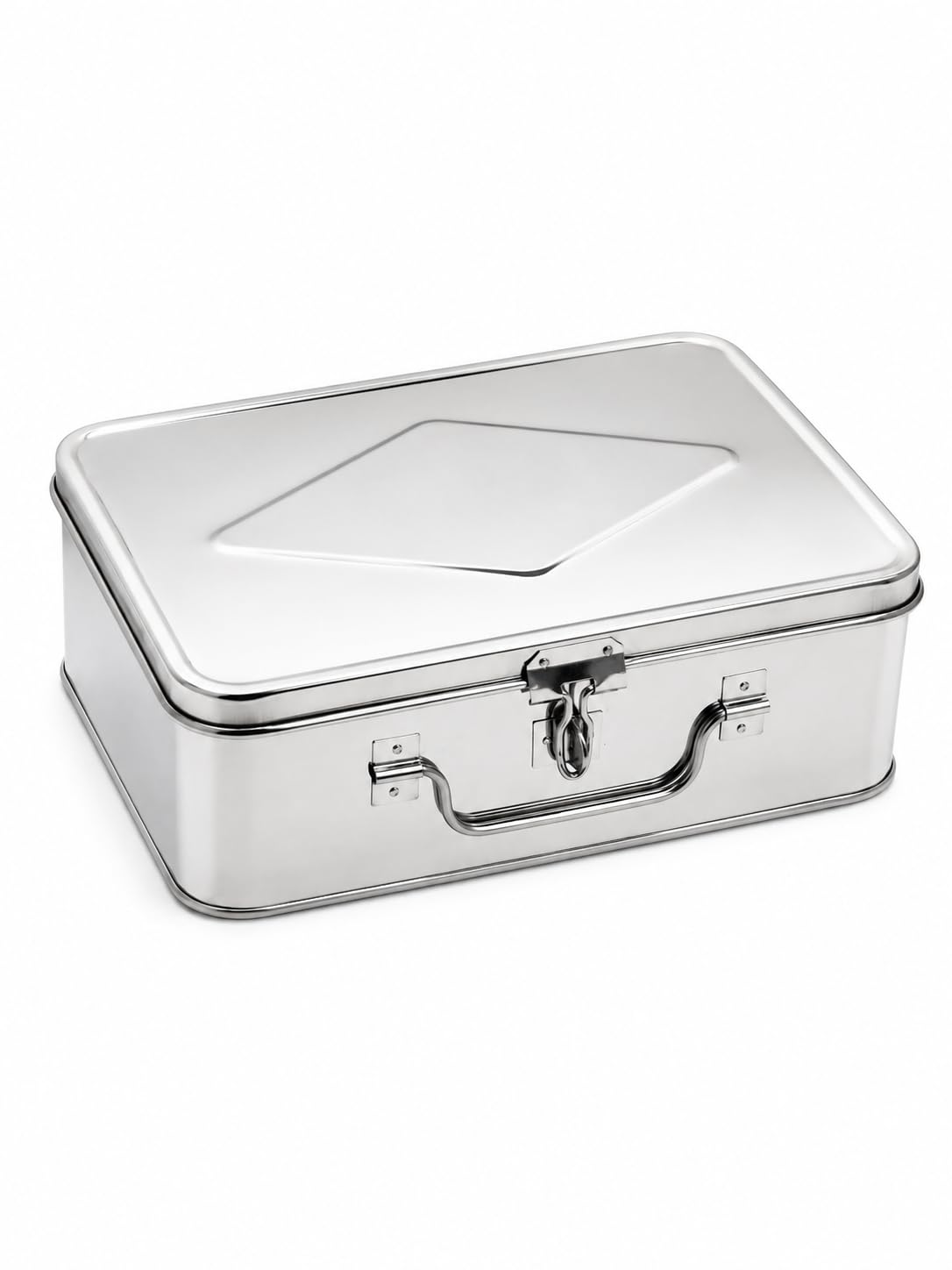 Nyra Stainless Steel Cash Box with Lock Keyhole Multi-Purpose Safe Storage Organizer Box for Money Jewelry Documents Heavy Duty Metal Security Lockbox for Home Office Retail Glossy Finish (XL)-image-19