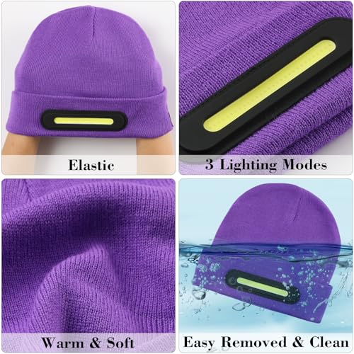 Image of LED Beanie with Light, Unisex USB Rechargeable Headlamp Beanie Flashlight Beanie Hat for Men Women
