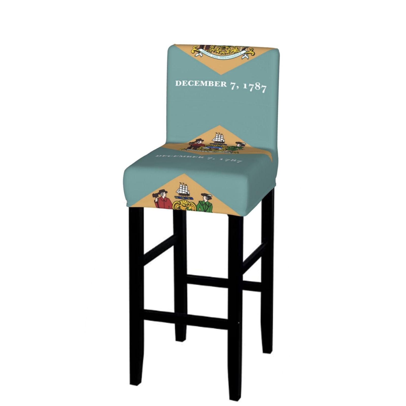Delaware State Flag Bar Stool Cover-Stretchy Chair Slipcover for Kitchen