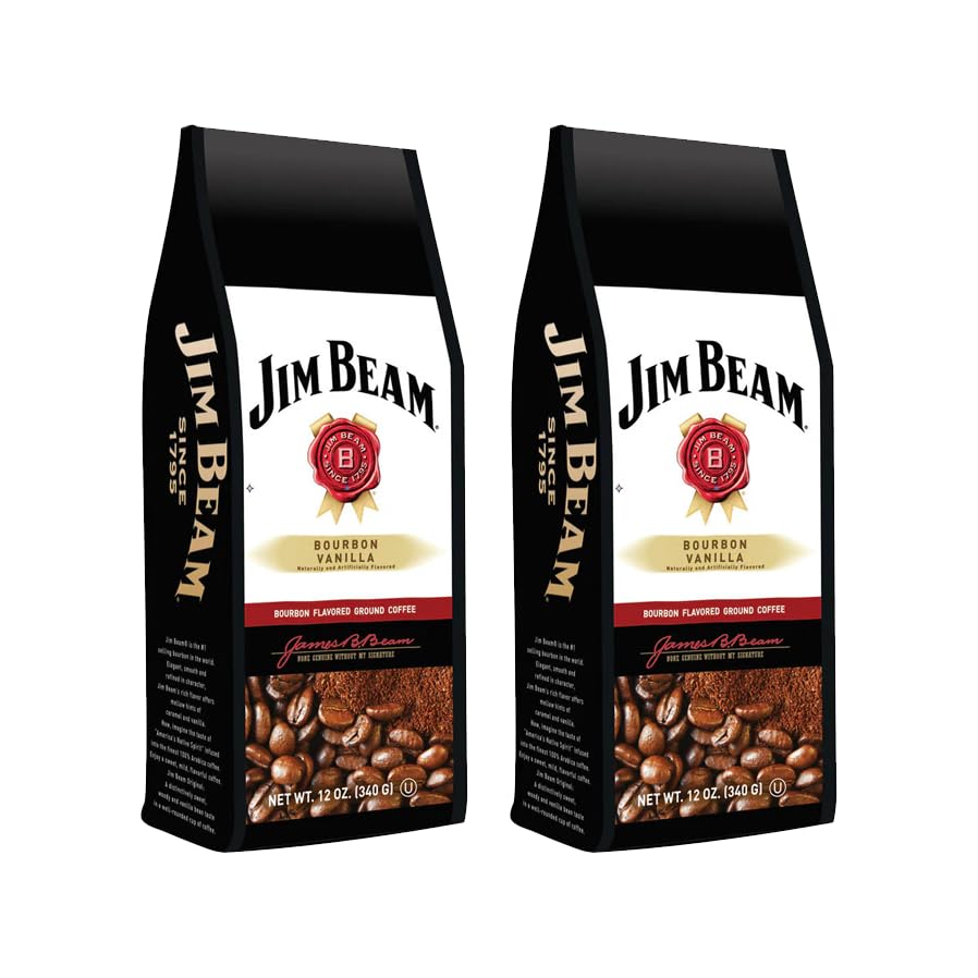 Bourbon Vanilla Inspired Ground Coffee 2-Pack (2 x 12oz Bags) – Smooth Medium Roast with Creamy Vanilla and Toasted Oak Notes