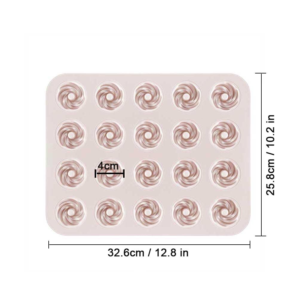 CANDeal Bandeja para Hornear Pasteles Antiadherente En Forma De Espiral para Hacer Pasteles Bundt del Tamaño De Un Bocado, Bandeja para Hornear Pasteles De Tubo Estriado (20 cavidades)