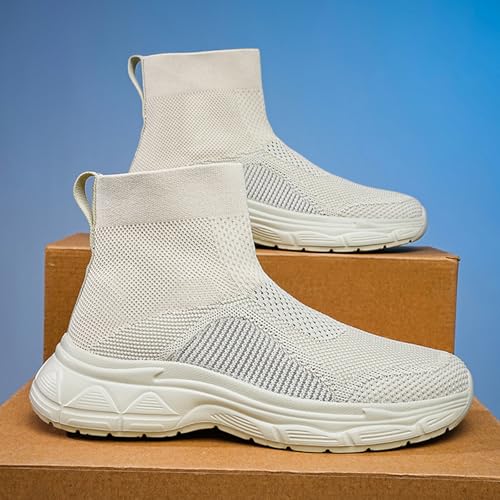 GSIGUL Men's Running Walking Shoes High Top Fashion Sneakers Slip on Socks Sneakers Casual Sports Shoes3