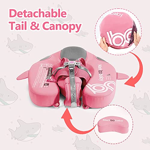 Image of Mambobaby Floats with Canopy &Tail, Non-Inflatable Baby Float for Pool Add Tail Avoid Flip Swim Trainer Baby Floats for Toddler Boys Girls