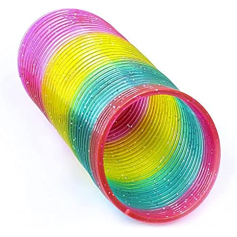 WOBOX Giant Rainbow Coil Spring Toy in Box,Classic Novelty Plastic Magic Spring Toy for Party Favors Gifts, Stress Relief, Great for Small Party Favor for Kids(10.7CMx10.7CM) Cover