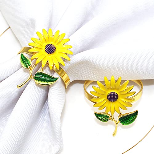 12 Pcs Metal Sunflower Napkin Rings Set, Cute Flower Napkin Holders Towel Buckles For Christmas Holiday Wedding Banquet Carnival Party Table Decorations #TOP2