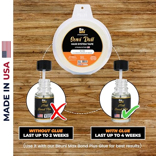 Image of Semi Dull Hair Patch Tape For Men Super Hold No Shine Hair Patch Tape Waterproof Wig Tape Skin Safe Medical Grade Adhesive Roll 12 Yards Long Lasting Hold Up To 2-4 Weeks