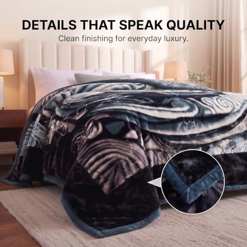 Image of BSB HOME 280 GSM Mink Blanket, Premium Soft Warm Cozy Plush Blanket for Double Bed, Ultra Soft Comfortable Winter Bedding, Elegant Printed Blanket, 90 x 100 Inches (229 x 254 cm) - Charcoal