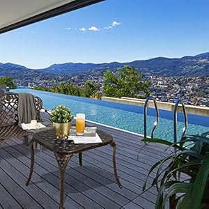 HOMEFUN Outdoor Side Table Small Cast Aluminum Metal End Table for Outside Patio Furniture Bronze