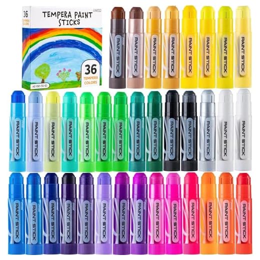 Joyin 36 barras de pintura de tempera lavables surtidas, de secado rápido y sin ensuciar para proyectos de artes y manualidades, regalo artístico para tus hijos y artistas