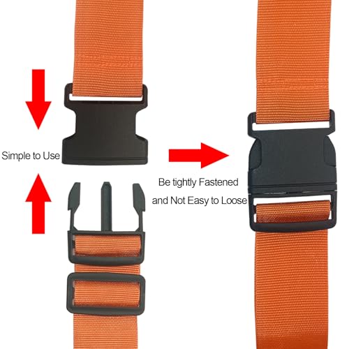 Image of Luggage Strap and Tag Set (4 Pack 2 Tags 2 Climbing Buckles) Keeps Cargo Safe with Adjustable Travel Packing Strap with A Packing Width of 2 Inches and A Length of 86.6 Inches (Orange)