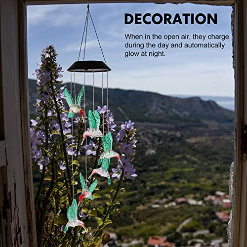 Wakauto Sino de vento LED solar beija-flor sino ornamento de sino de vento para festa em casa, jardi