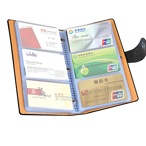 LOYMR 300 Cards PU Leather Business Name Card Books Office Business Card Holder Credit Cards Organizer Black