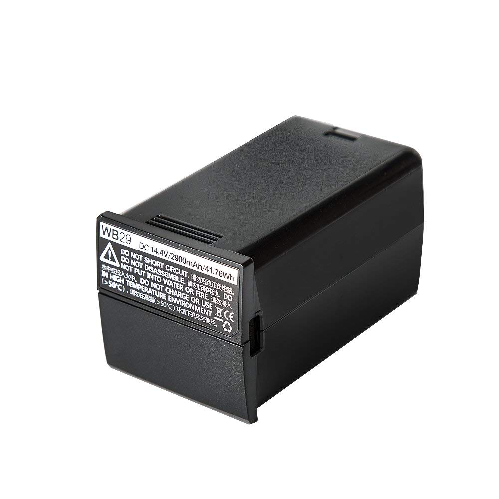 Fomito Godox Batterie au Lithium WB29 DC 14.4V 2900mAh 41.76Wh pour Bloc d'alimentation Godox AD200 AD200Pro Flash