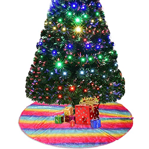 Sequin Tree Skirt Rainbow 24 Inch Round Christmas Tree Decoration Xmas Tree Skirt Wedding Party Decor Glitter Tree Skirt Tree Skirt For Christmas (24 Inch, Rainbow) #TOP23