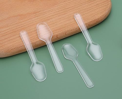 Miniatura 9 de 500 cucharas de plástico transparente desechables para helados, mini utensilios de cocina para tazas de postre, degustación de fiesta, servirigos de
