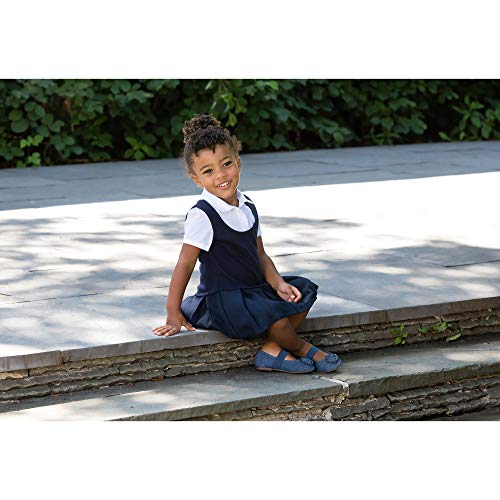 French Toast School Uniform Girls 2-in-1 Pleated Dress, Navy, 82