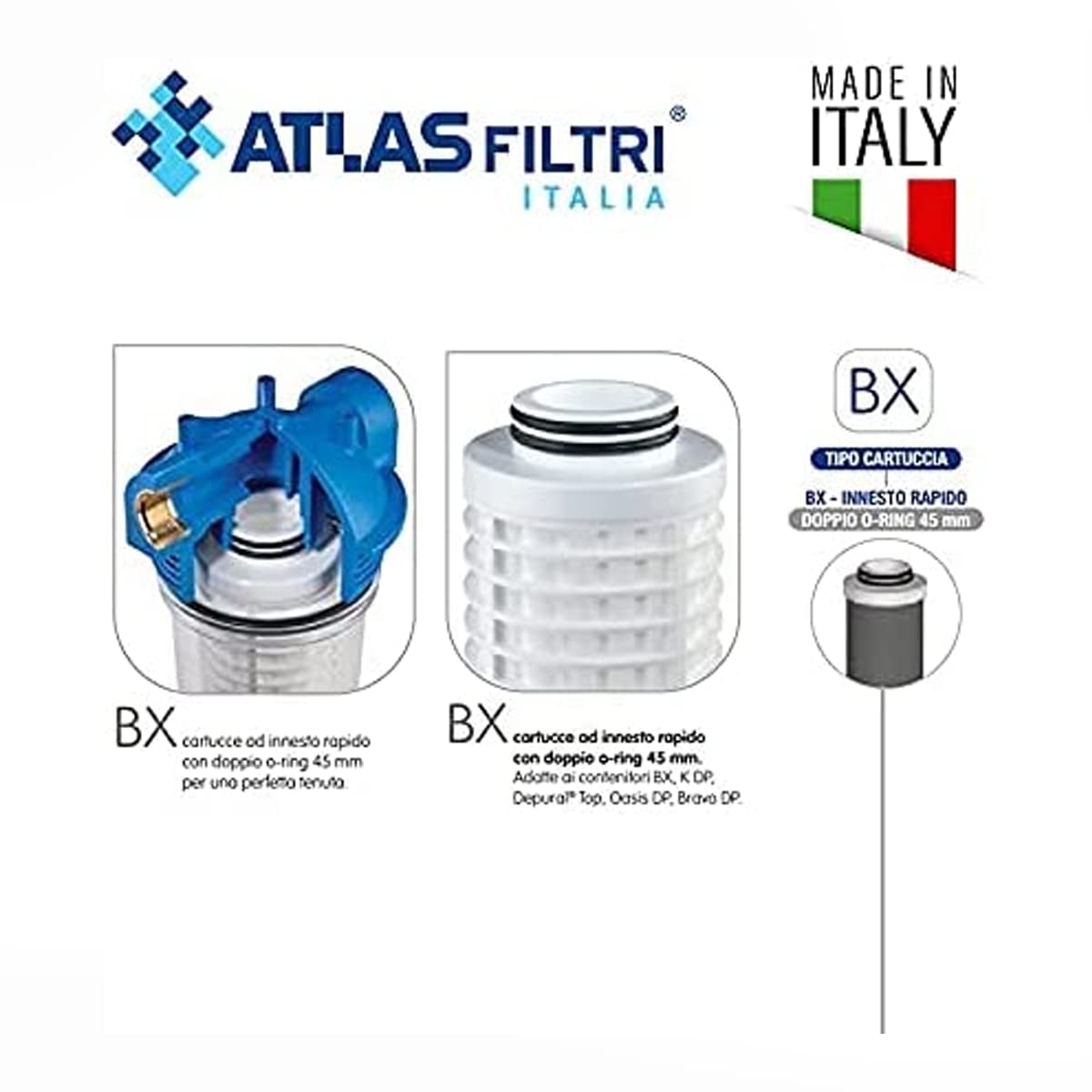 AcquaHOME® KIT 3 FILTRI FA 30" BX 25 MCR CARTUCCIA FILO AVVOLTO PER FILTRARE I SEDIMENTI DELL'ACQUA - ATLAS FILTRI, FILO AVVOLTO BX