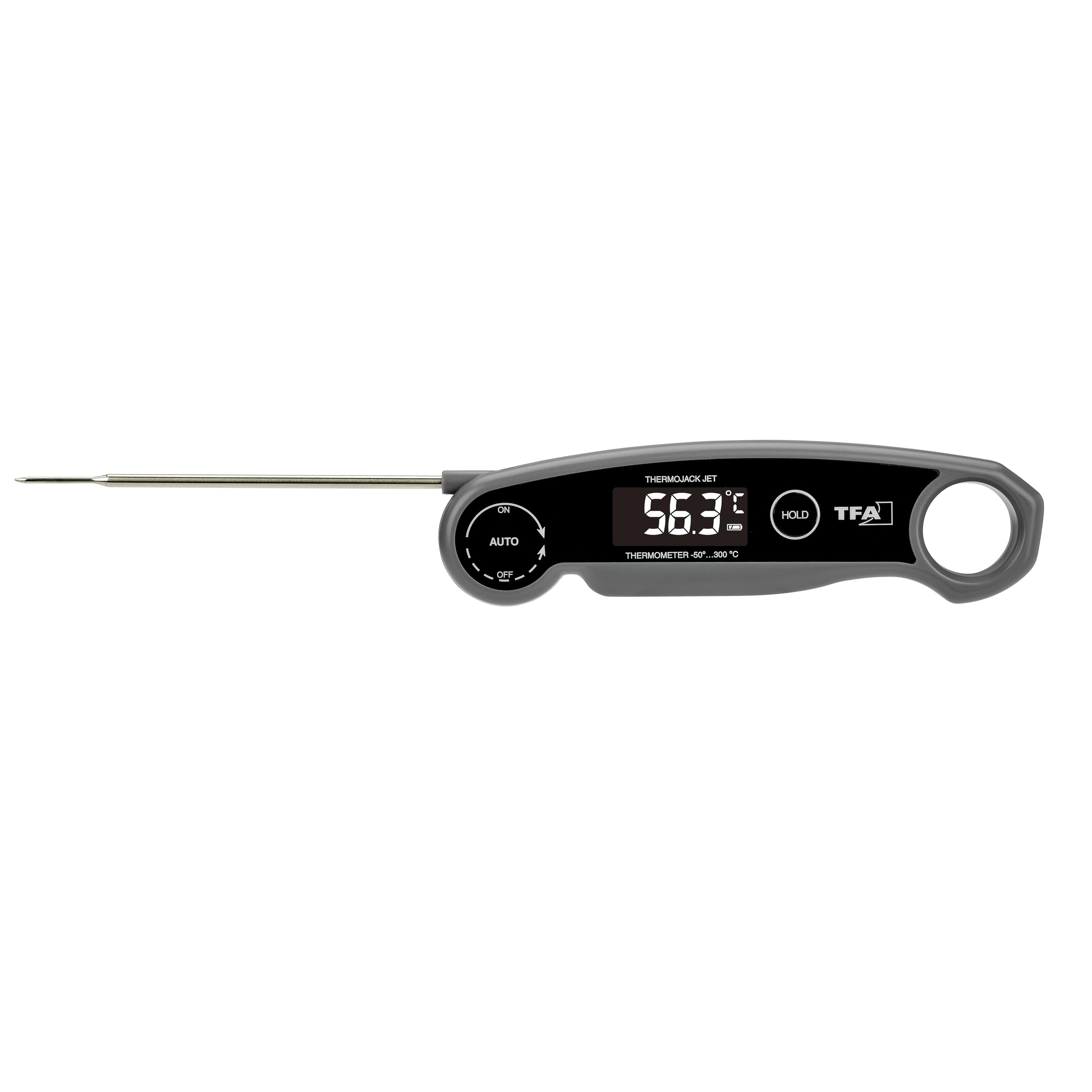 TFA Dostmann 30.1069 Thermo Jack Jet 30.1069 Thermomètre numérique pour Barbecue à Viande, thermomètre de Cuisine, thermomètre à piquer, température Centrale, Barbecue, Rechargeable Via USB, Lavable,