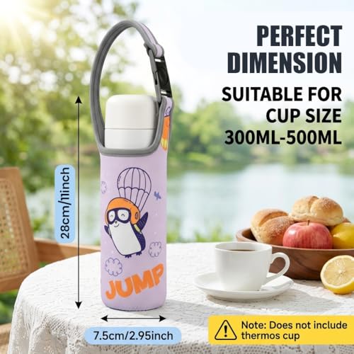 Image of HASTHIP Child Water Bottle Bag with Quick Release Buckle Strap, Neoprene Insulated Water Bottle Holder Carrier Sling Pouch for 300 to 500ml Bottles, School Travel Outdoor Sports and Daily Use