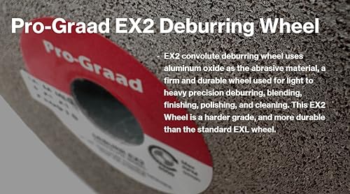 ex2 convolute deburring polishing wheel - 634 x 134 x 134 8a medium grit aluminum oxide - extra durable - metal deburring finishing and polishing wheel - convolute - 17217 - 1 pack