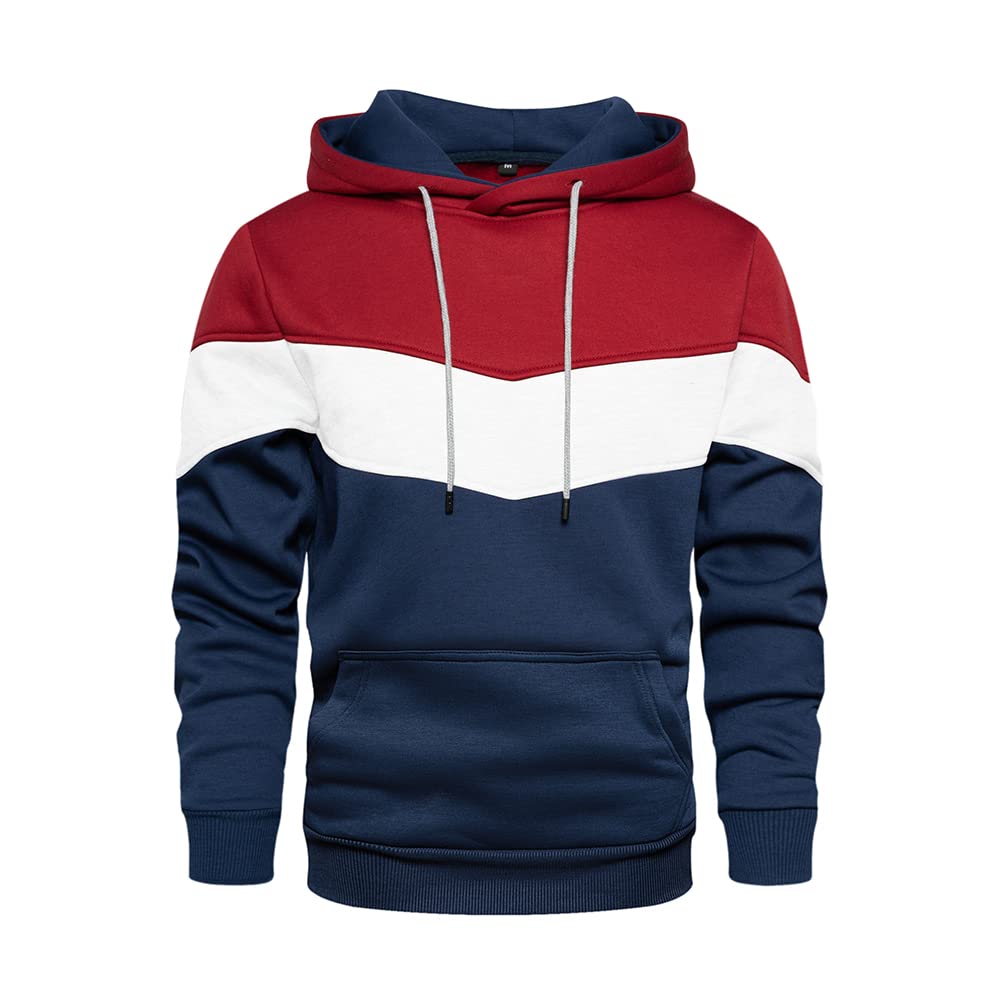 LBL Sweat Homme à Capuche Couleur Vives Pull de Manches Longues Poche Kangourou pour Hiver et Automne