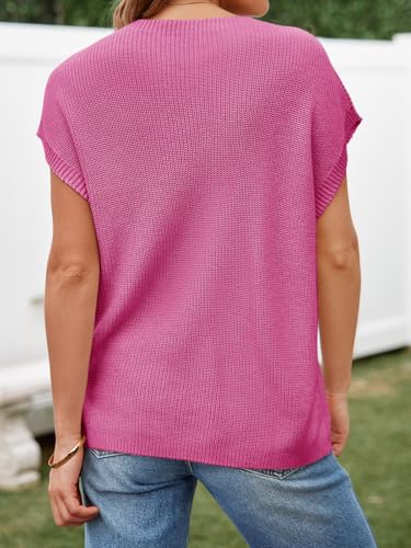 Image of Imily Bela Summer Fall Short Sleeve Sweater for Women | 2026 Crew Neck Ribbed Knit Vests Trendy Pullover Tops,Sweater Tank Tops,Sweater Vest
