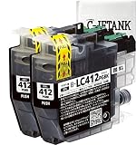 C-JETANK インクカートリッジ LC412BK ブラザー用 新互換インク 最新ICチップ QR WEB説明書付き 残量表示あり [店舗保証1年パック対応] インクのMint製 LC412 (PGBK【顔料】/ブラック)-2本セット