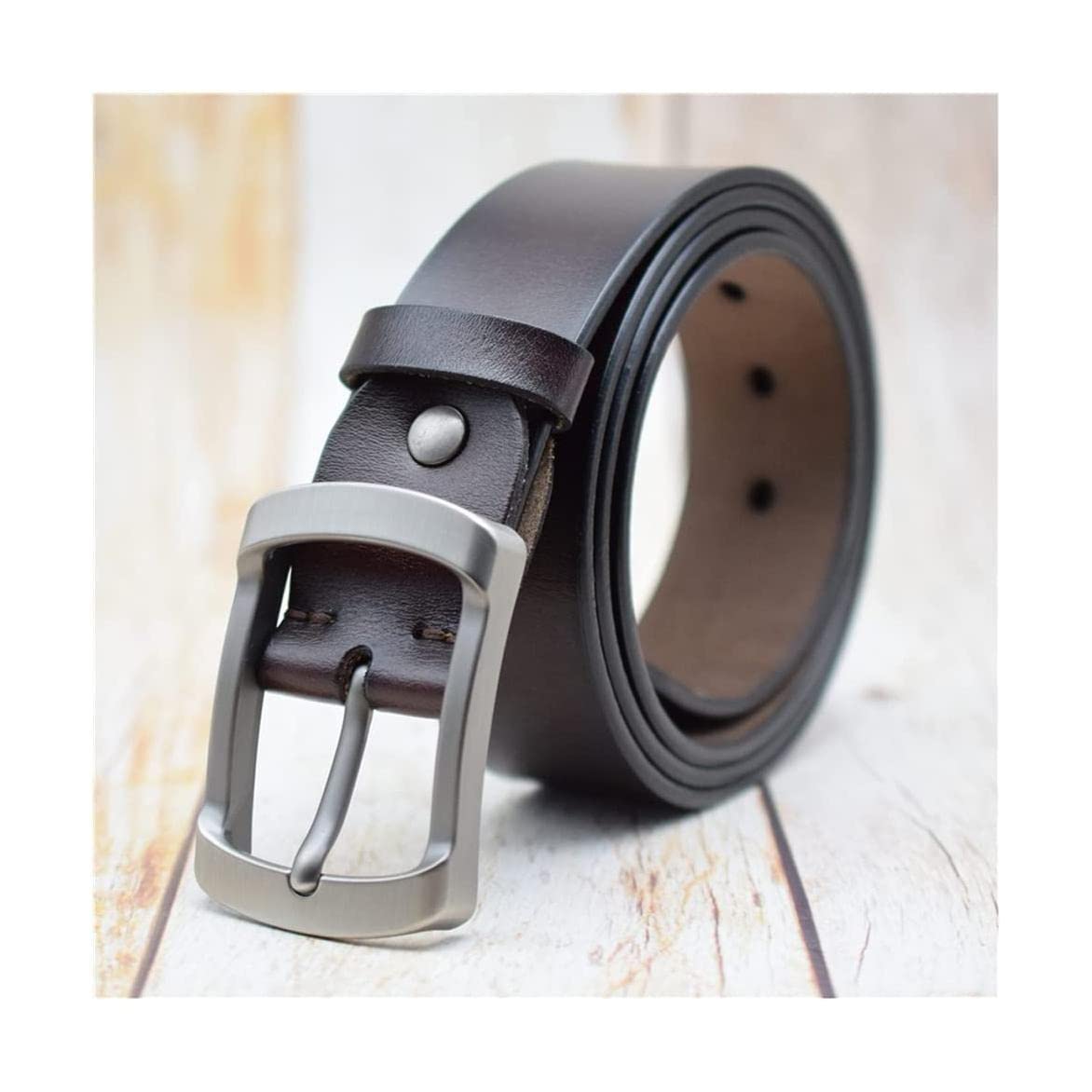Ceinture 100% Cuir de Vache pour Homme Boucle ardillon Ceinture de Pantalon élargie réversible pour Le Travail et Les Affaires 3.8cm Largeur Ceinture 100% Cuir
