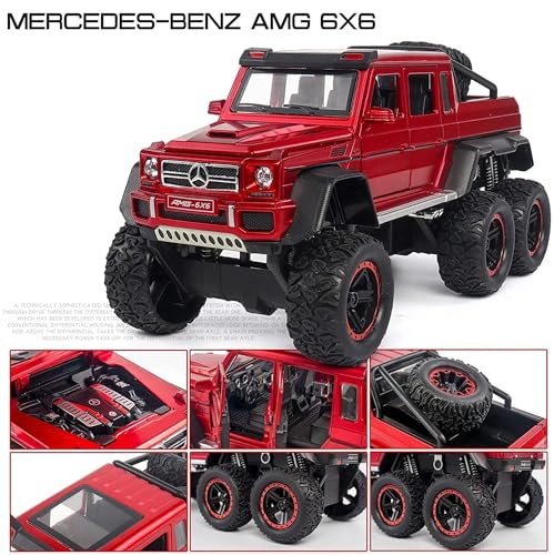 Image of Invite Enterprise 1:22 Big Marcedes AMG G63 6X6 Toy Car Metal Pull Back Diecast Car with Openable Door and Sound Light, Gifts Toys for Kids【 RED - Color 】