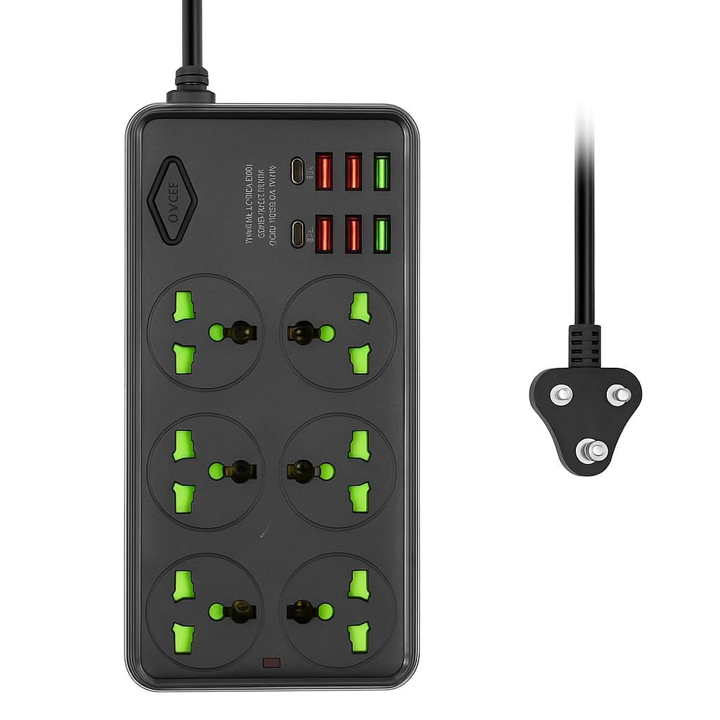 Power Strip with 6 Universal Sockets, 6 USB & 2 Type-C Ports Spike Guard with LED Indicator Surge Safe Protection 5 Amp 5-Yard Heavy-Duty Cable-image-25