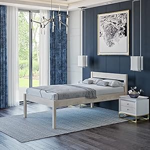 Hoge Houten Bed 120×200 cm incl. Lattenbodem-Scandinavisch Ontwerp – tot 700 kg – Eenpersoonsbedframe Massief Hout…