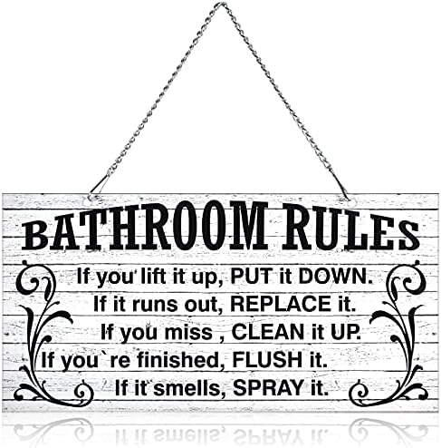 Bathroom Decor Wall Art Funny Bathroom Signs Ocean Theme Beach Bathroom Decors Metal Sign Hanging Wall Art Decorative Signs Rustic Wall Art (White and Black,10 x 5 Inches)