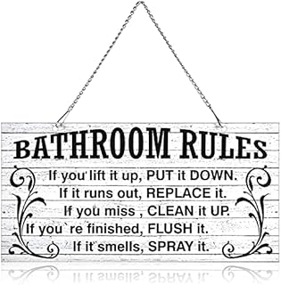 Bathroom Decor Wall Art Funny Bathroom Signs Ocean Theme Beach Bathroom Decors Metal Sign Hanging Wall Art Decorative Signs Rustic Wall Art (White and Black,10 x 5 Inches)