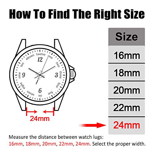 Universal 18mm 20mm 22mm 24mm Width Silicone Watch Band Replacement, Quick Release Rubber Watch Bands for Men & Women (24mm, Black-Grey)