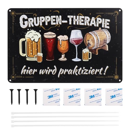 Bar Blechschild,20x30cm Blechschilder Retro,Lustige Metall Schilder Mit SprüChen 'Gruppen-Therapie hier wird praktiziert' für Haus Café-Bar Club