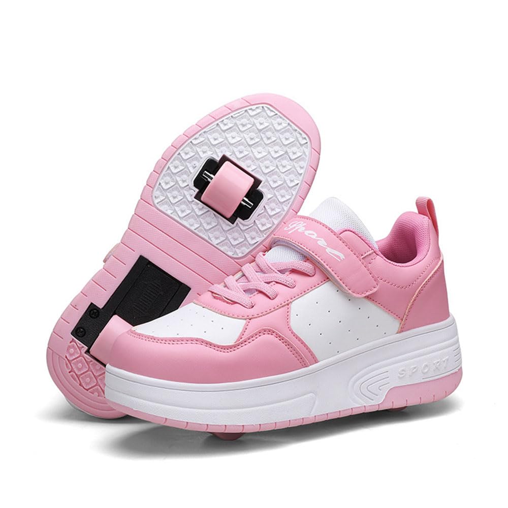 Hiseng Schuhe mit Rollen für Mädchen 28-40 EU, Schuhe mit Rollen für Jungen Rollschuhe Schuhe 2-in-1 Roller Schuhe Schuhe mit Rollen Kinder Outdoor Turnschuhe Turnschuhe mit Rollen Versenkbarer