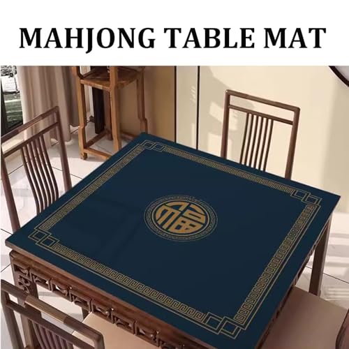Tapete para mesa de Mahjong antideslizante azul 80x80 cm miniatura 2