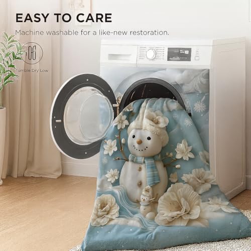 Image of King Size 7D Digital Print Bedsheet - 350 TC Cotton, Kids Friendly Design, Soft & Breathable 180 GSM Fabric, Machine Washable, Gift-Ready Packaging. (108x108 Inches). (Snowman)
