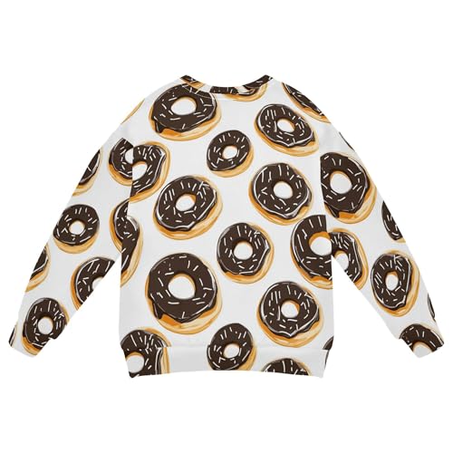 JUNZAN Cute Cartoon Sweets Donuts White Kids Boys Sweatshirts Hoodies Long Sleeve Kids Pullover Hoodie Party 4T2