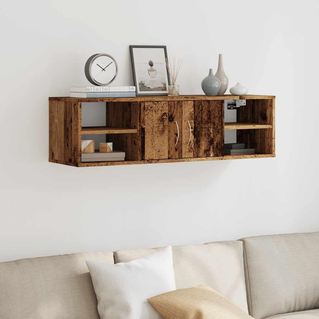 Armario de Pared Madera de ingeniería Madera Vieja 101x30x29 cm, Mobiliario Estanterías Estantes y estanterías, Marrón, 14.95kg